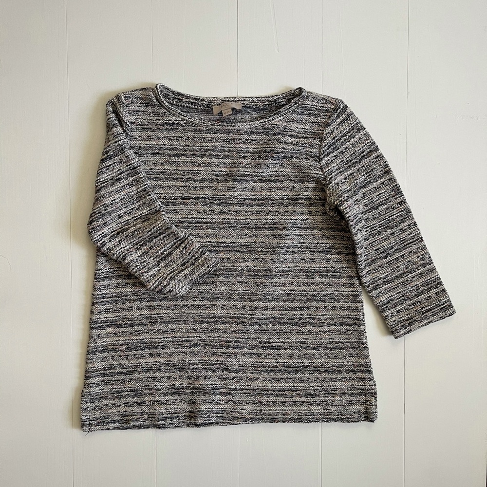 LOFT Tweed Textured 3/4 Sleeve Top